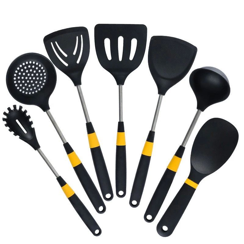 Black Silicone Kitchen Utensils For Cooking Odorless Reusable