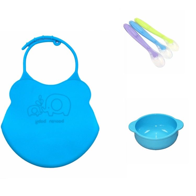 Dinnerware Soft Silicone Bib , Infants Toddlers Silicone Bibs With Crumb Catcher