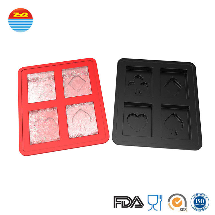 2019 Best Cool Easy Released Custom Bar Pub Saloon Fancy Playing Card Poker Shaped Silicone Ice Cube Tray For Cocktail
