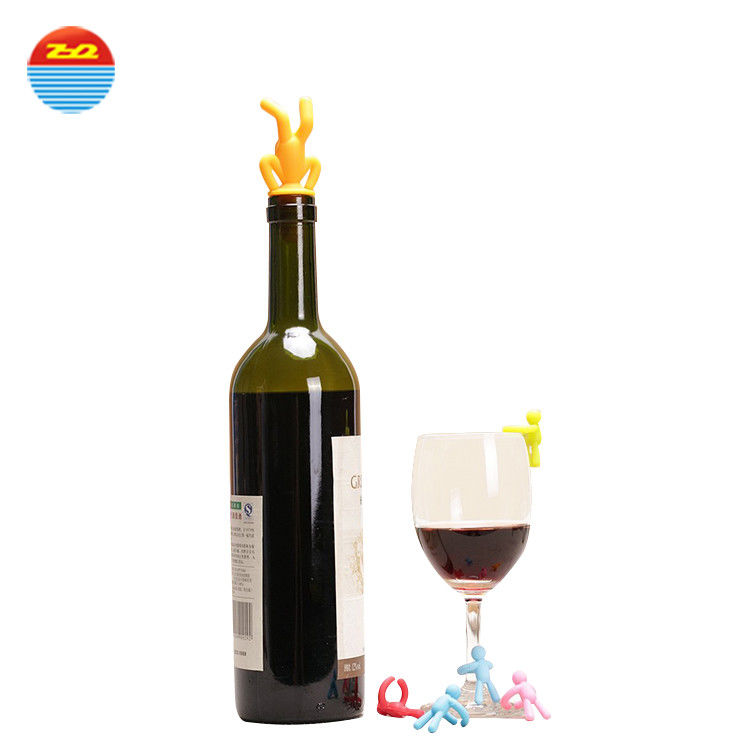Non Spill Silicone Bar Accessories Decorative Wine Bottle Corks With Holder