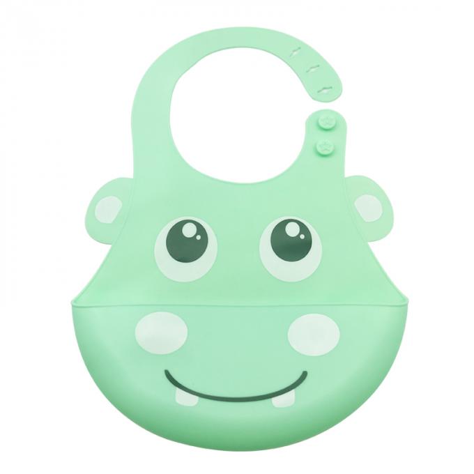 Comfort Fit Easy Care Washable Dishwasher Safe Washable Animal Shape Unisex Silicone Baby Bib with Pocket to Catch Food & Drool