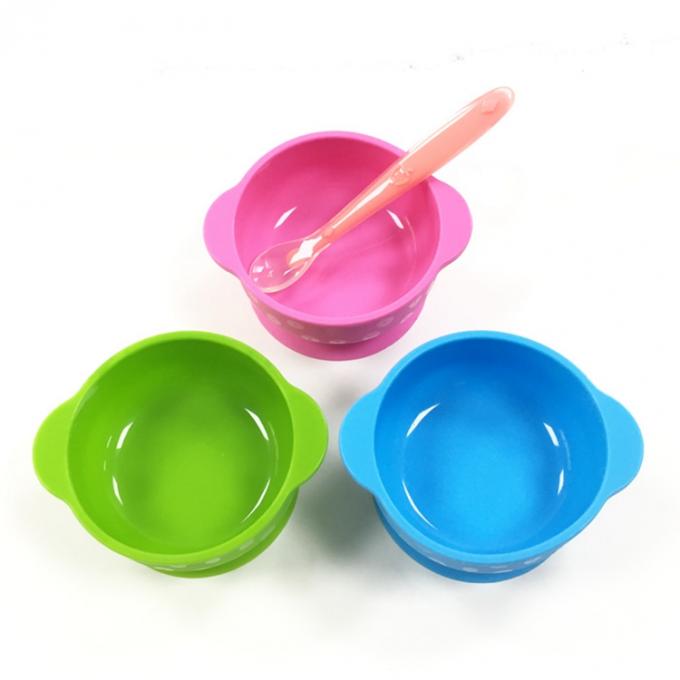 Food Grade Silicone Kids Bowls And Spoons Cute Silicone Baby Feeding Tool Soft Safe Silicone Baby Spoons And Bowl