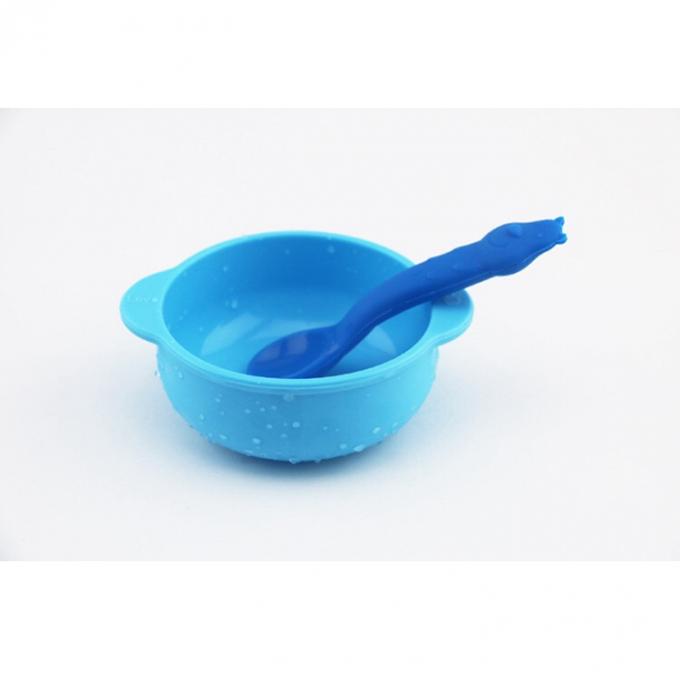 Great Function Fancy Design Newborns Baby Shower Gift Silicone Suction Rice Soup Bowl Baby Feeding Spoons Set