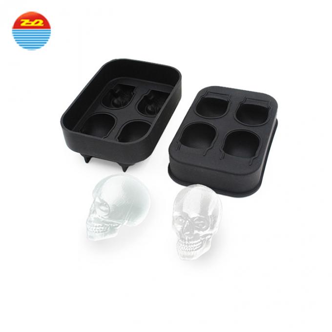 Fancy reusable silicone 4 square  ice cube tray high quality silicone food gtade  ice mold bar tool wine tool