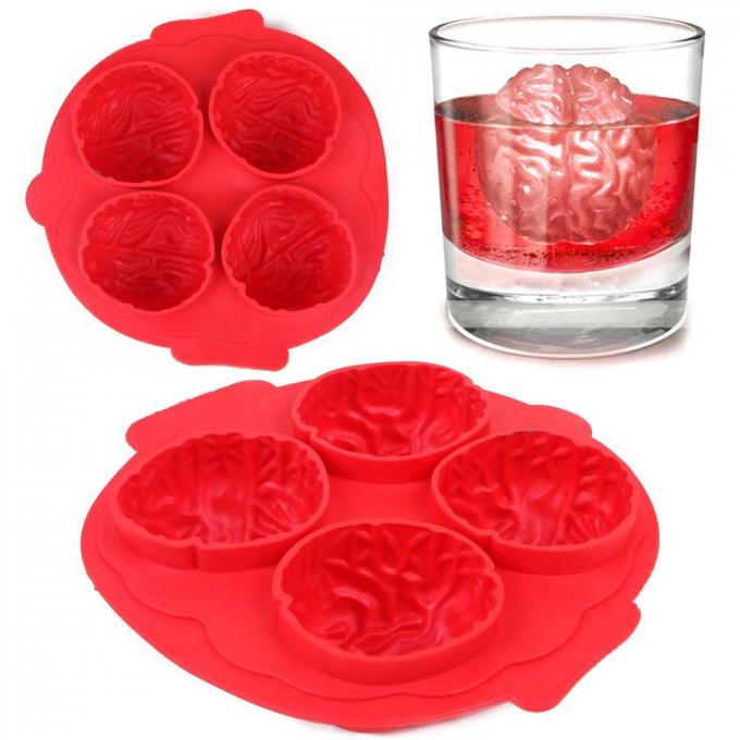 Summer hot sale Four squares Brain silicone ice cube tray for Making ice cream