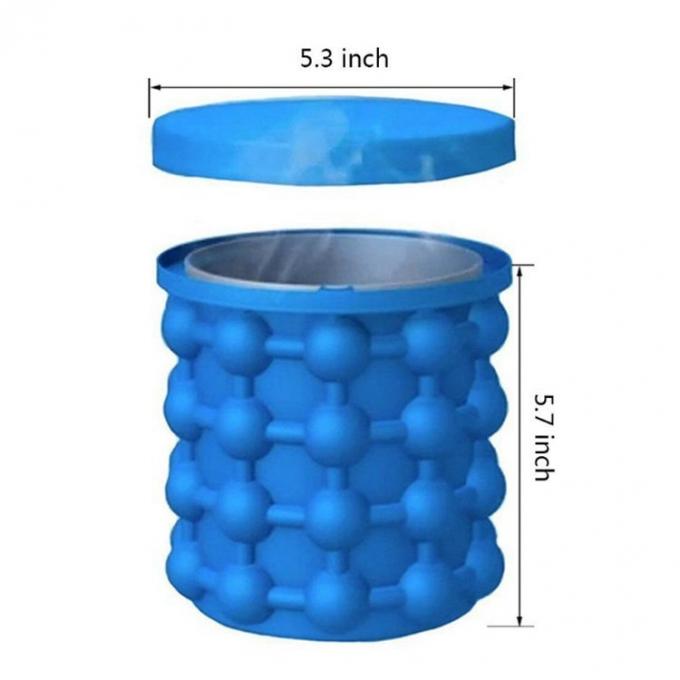 Large Outdoor Standing Capacity Dual-chamber Silicone Ice Trays Molds Genie Bucket Ice Cube Maker with Ice Clip and Lid