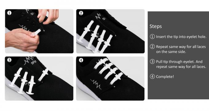 60mm*16 No Tie Silicone Shoelaces Easy To Clean Safe And Durable Velcro Band Like Design