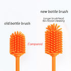 Orange 4cm Silicone Water Bottle Brush Multiscene For Cleaning