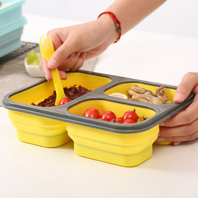 Rectangular Silicone Snack Box , Durable Collapsible Food Storage Container