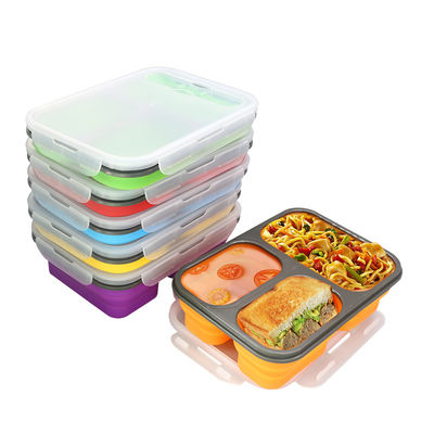 Rectangular Silicone Snack Box , Durable Collapsible Food Storage Container