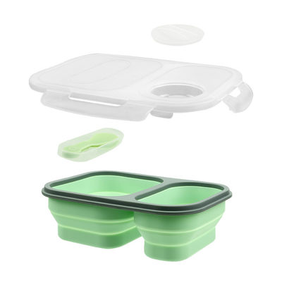 Leakproof Silicone Lunch Container Reusable 2 Compartment Collapsible