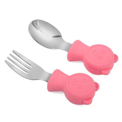 Durable Harmless Baby Fork And Spoon Set , Lightweight Baby Training Spoon And Fork