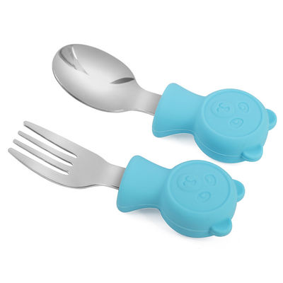 Durable Harmless Baby Fork And Spoon Set , Lightweight Baby Training Spoon And Fork