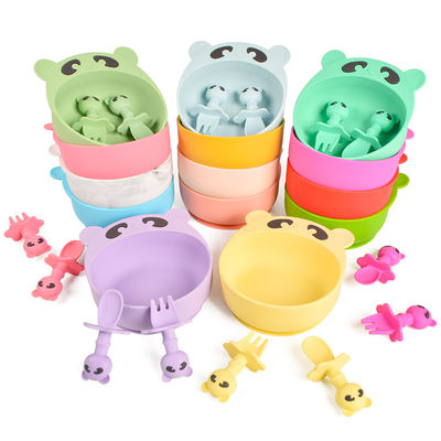 Heatproof Baby Feeding Tools Reusable , Practical Silicone Bowl And Spoon