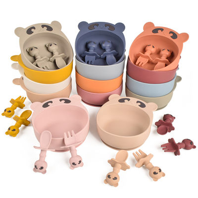 Heatproof Baby Feeding Tools Reusable , Practical Silicone Bowl And Spoon