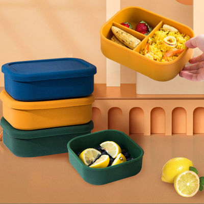 Sandwich Silicone Bento Boxes Tasteless Portable 3 Compartment