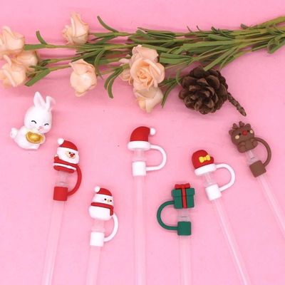 Christmas Reusable Silicone Straw Tip Cover Practical Heat Resistant