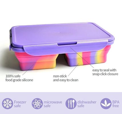 Multicolor Silicone Lunch Container Microwaveable BPA Free 2.5L