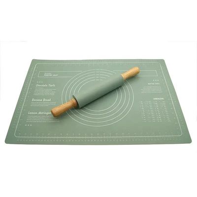 Harmless Silicone Dough Rolling Mat , Non Slip Pastry Mat With Silicone Rolling Pin