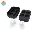 Black Color Silicone Ice Cube Tray With Lid , Refrigerator Round Silicone Ice Molds