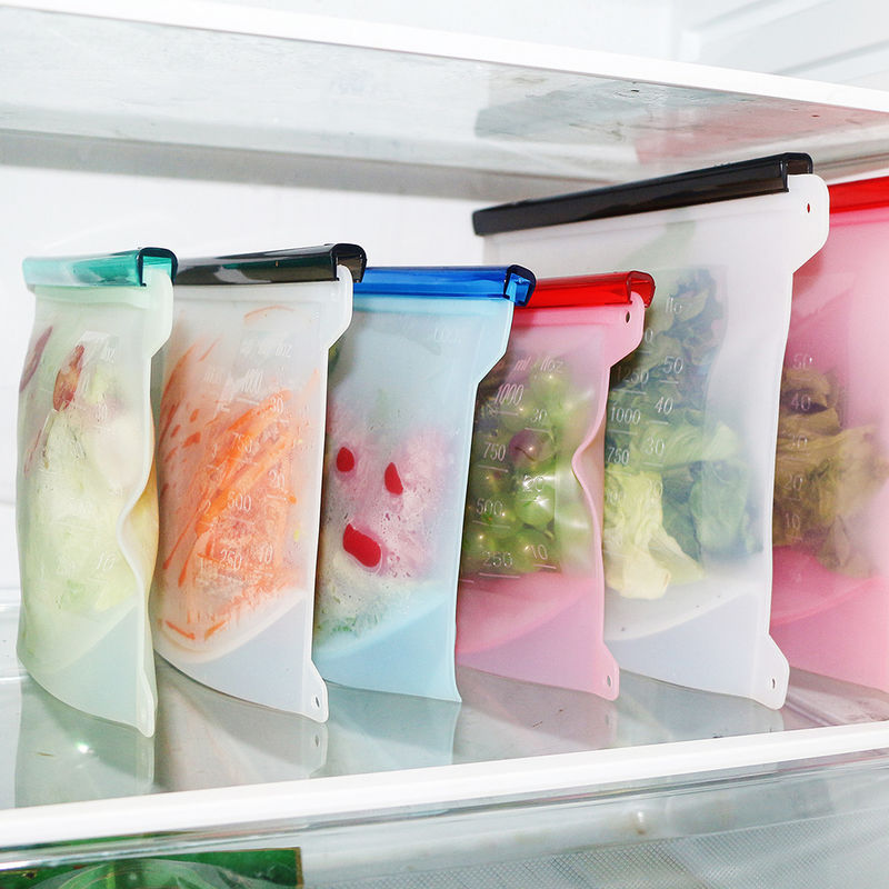 Odorless Silicone Food Bag For Freezing Multicolor Lightweight