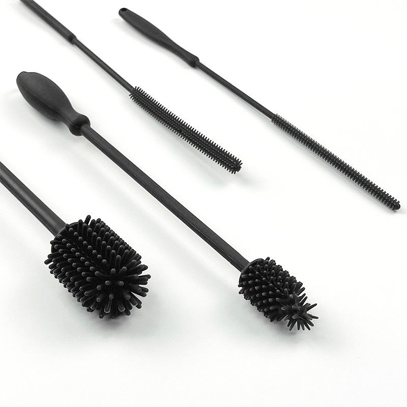 Black Straw Silicone Bottle Brush Set Nontoxic With Soft Bristles