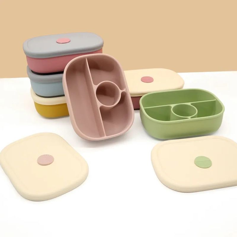 Durable Bento Box Silicone Containers With Lids Portable Nontoxic