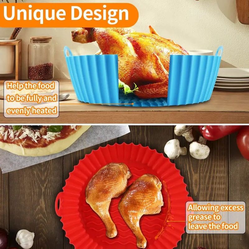 Odorless Silicone Airfryer Liners Leakproof , Nontoxic Silicone Trays For Air Fryer