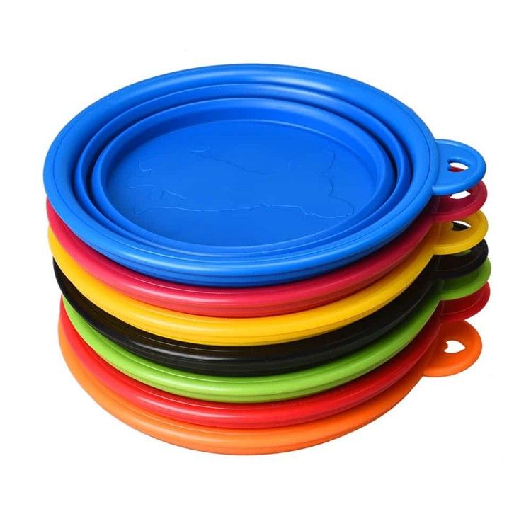 Food Water Collapsible Pet Bowl , Colorful Portable Dog Bowl Collapsible