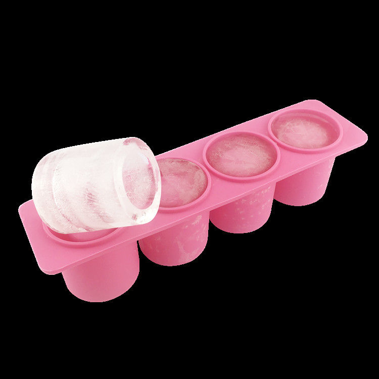 Soft High Quality 4 Cavity Round Silicone Ice Cup Mold Ice Shot Glass Maker FDA
