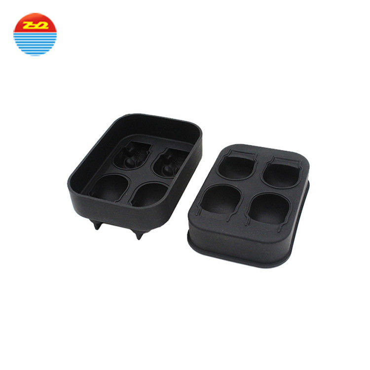 Black Color Silicone Ice Cube Tray With Lid , Refrigerator Round Silicone Ice Molds