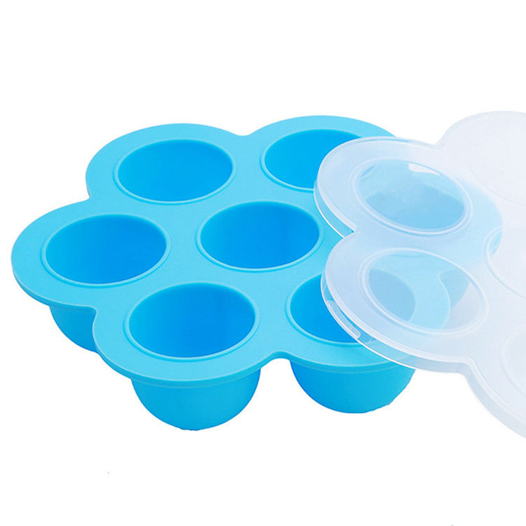 Food Storage Round Silicone Ice Cube Trays 7 Circle Shape 25*10*2cm With Cover